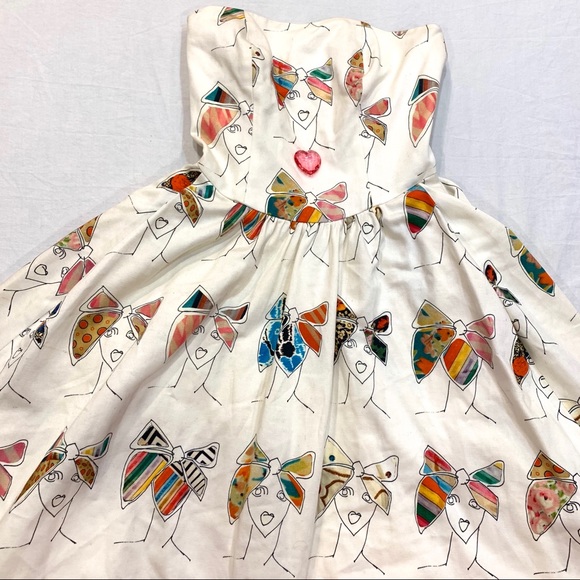 TATA-NAKA Dresses & Skirts - Tata Naka Strapless Midi Dress with Face Pattern